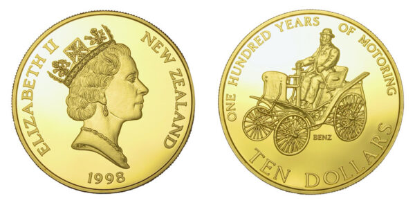 New zealand gold gilded motoring coins from New Zealand