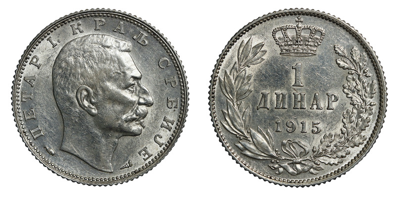 Kingdom od serbia silver dinar 1915
