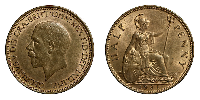 George fifth 1931 halfpenny