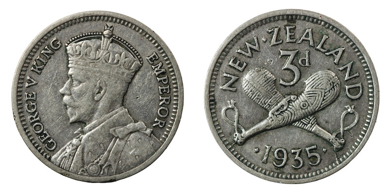 New zealand 1935 threepence