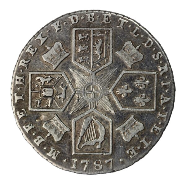 1787 sixpence with semee of hearts