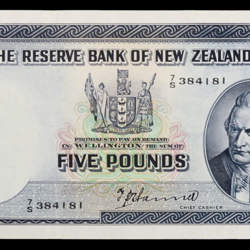 Quality new zealand five pound note