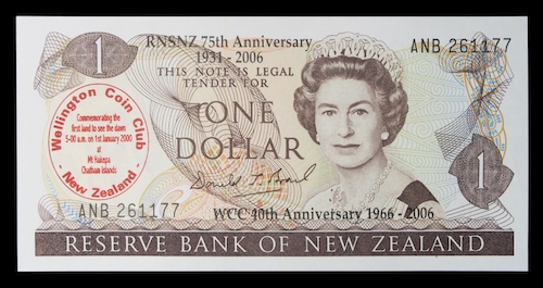 Double anniversary dollar notes from New Zealand