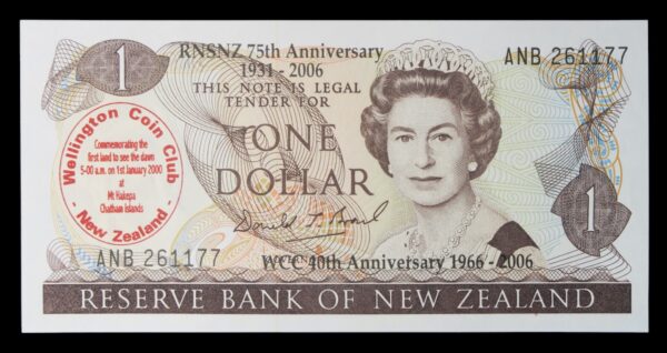New zealand scarce 75 anniversary overprint dollar note