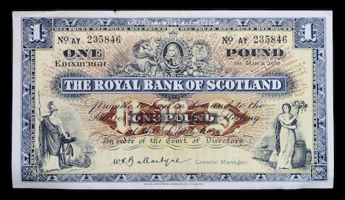 The royal bank of scotland pound note 1960