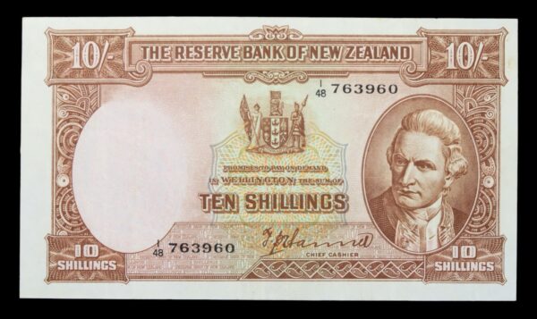 New zealand ten shillings note 1948