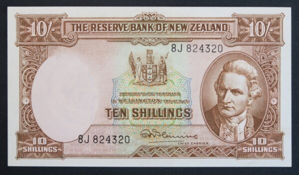 Ten shillings New Zealand bank note 8j