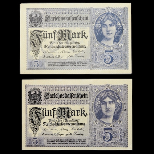 Funf mark loan notes 1917