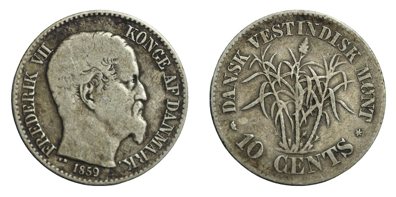 Danish west indies ten cents 1859