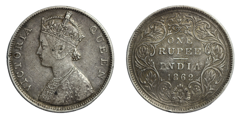 India silver rupee 1862