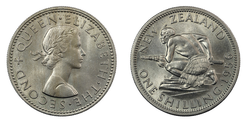 New zealand 1956 shilling uncirculated