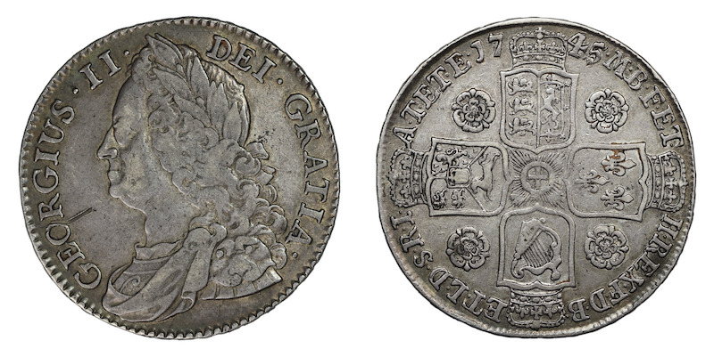 British halfcrown george the second 1745