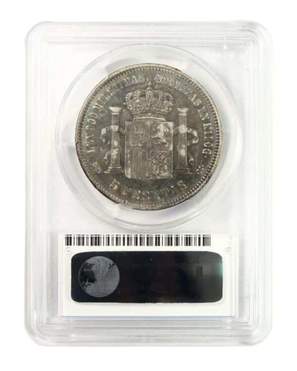 Pcgs graded spanish 5 peseta 1871