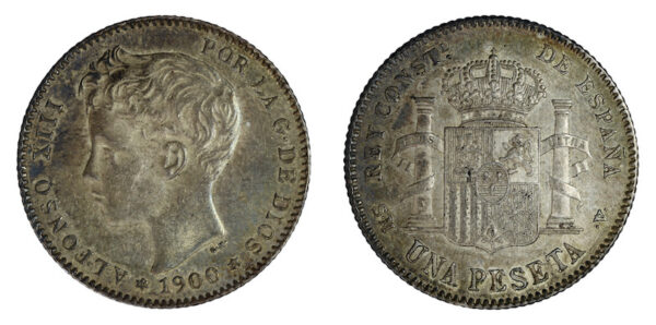 Silver pesetas 1900