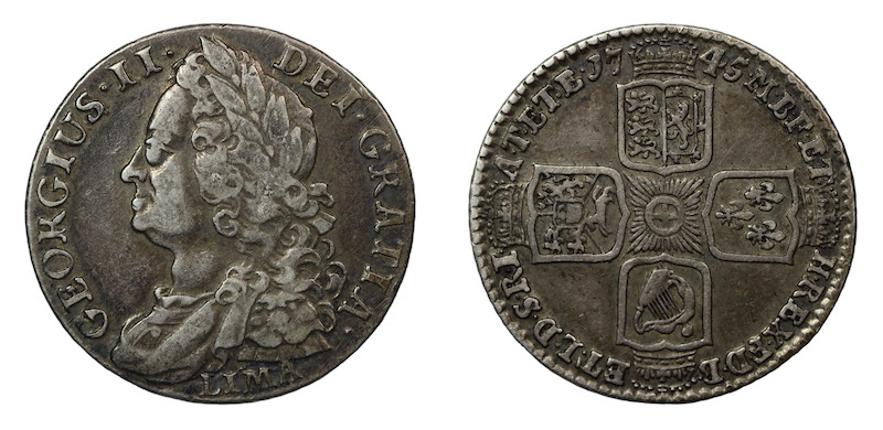 1745 lima shilling very nice example