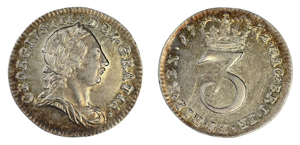 George third silver threepence 1762