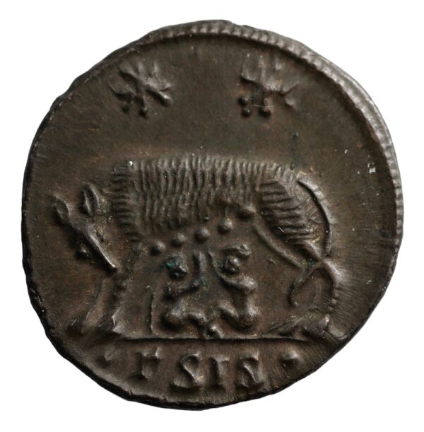 Roman city commemorative wolf and twins bronze coin