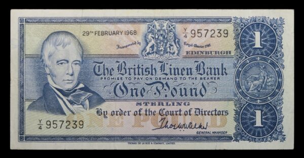 Linen bank one pound edinburgh 1968