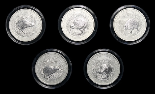 Set of five half ounce pure silver specimen coins 2019