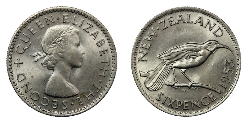 New zealand sixpence 1953 uncirculated