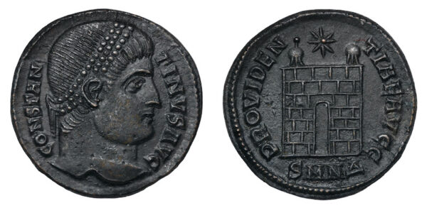 Roman bronze follis coin late roman empire period