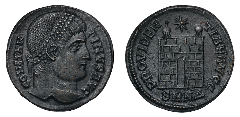 Roman bronze follis coin late roman empire period