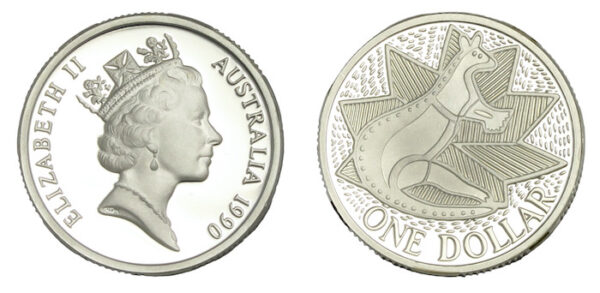 Australia dollar masterpieces of silver 1990