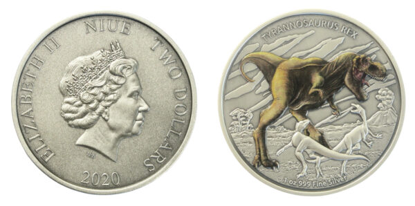 New zealand dinosaurs silver one ounce coin 2020