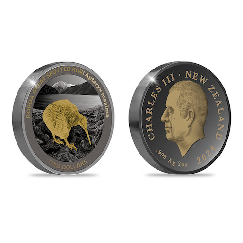 King Charles 2024 kiwi two dollar black proof coin