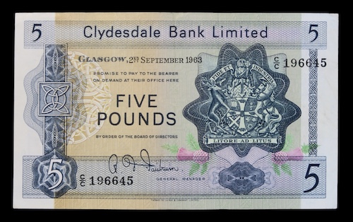 Clydesdale bank limited paper notes 1963
