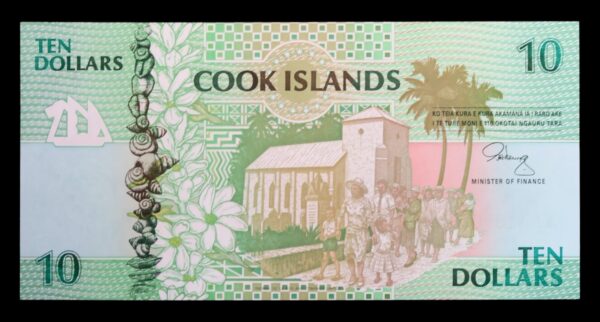 Cook islands ten dollars 1992 uncirculated banknote