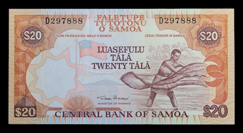 Central bank of samoa 20 tala 1985