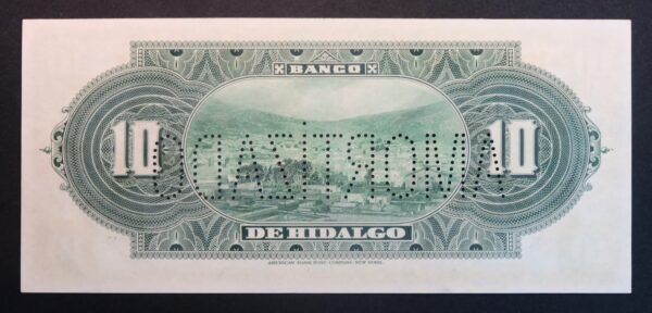 Banco de hidalgo remainder perforation ten pesos banknote
