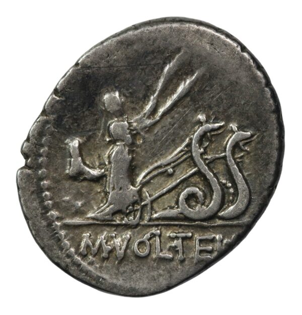 Denarius biga of snakes m volteius