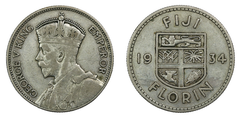 Fiji two shillings 1934 coint