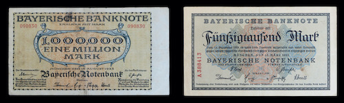 German state bavarian 1923 paper banknotes