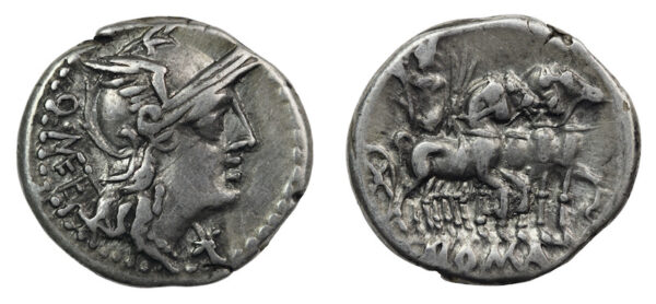 Roman republic silver denarius 130bc