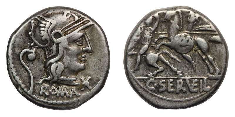 Roman Republic denarius coin moneyer c servility