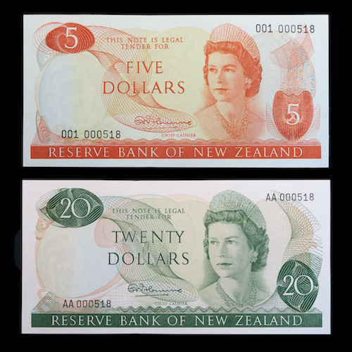 Scarce new zealand same numbered banknotes
