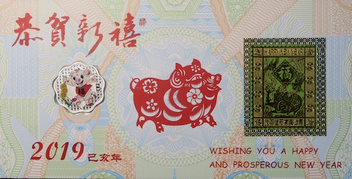 Chinese lunar coin the year of the pig 2019