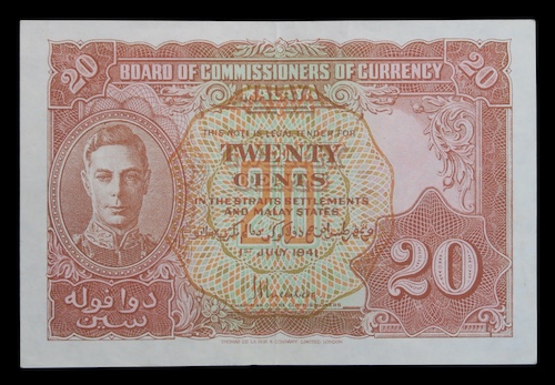 Malaya george sixth paper banknotes malaya 1941