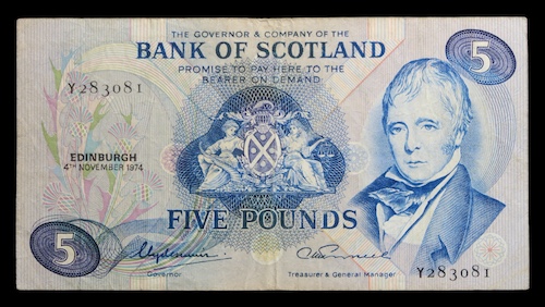 Scottish paper banknotes from the bank of scotland