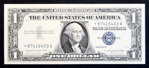 Silver certificate 1957 replacement note