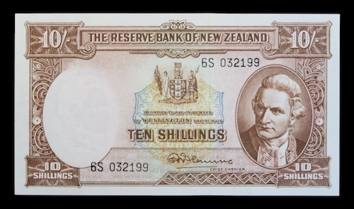 Captain cook portrait banknotes from New Zealand