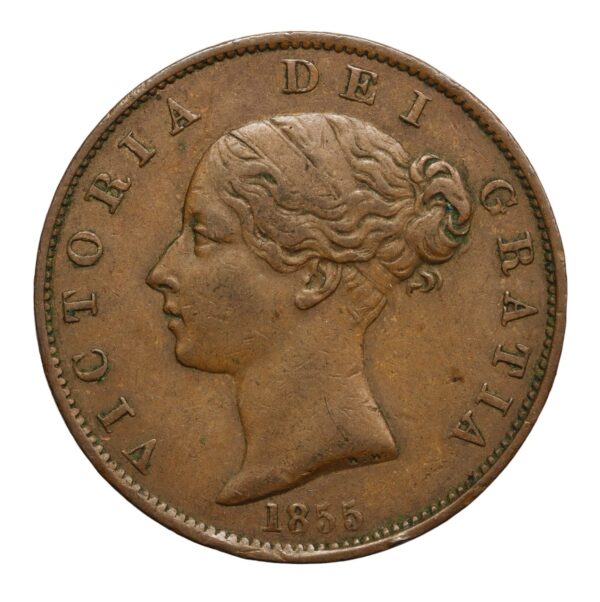 Queen victoria 1855 halfpenny good very fine grade