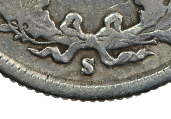United States dime 1891s with large s stamped over small s