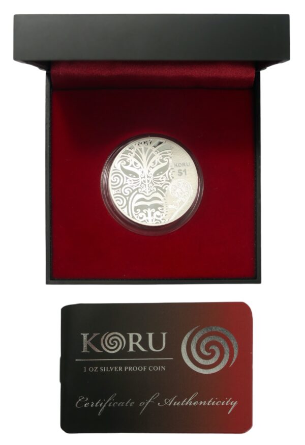 Beautiful cased koru silver proof dollar coin