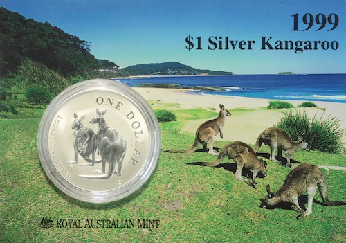 Australian silber bullion kangaroo coins 1999 issue
