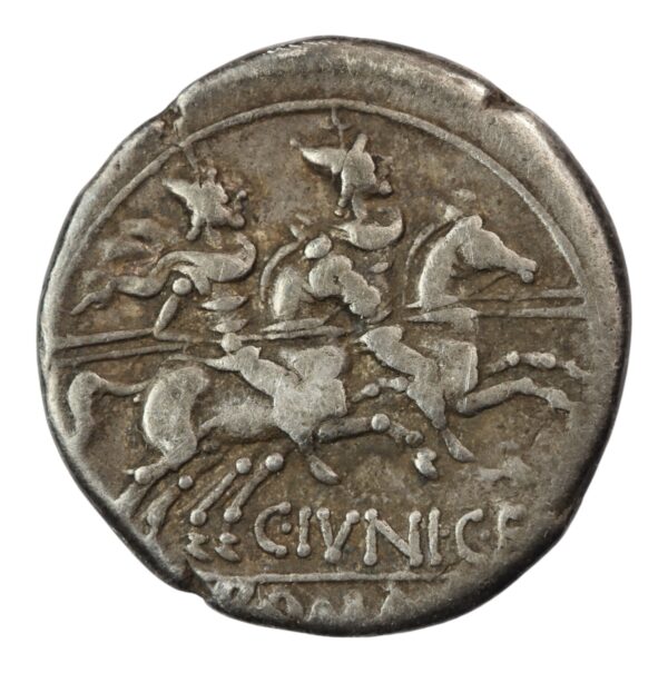 Roman denarius roma and the dioscuri bc 149