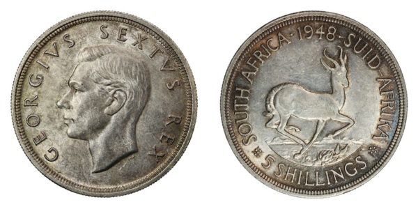 South africa five shillings 1948
